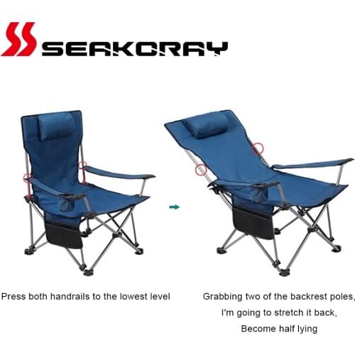 Outdoor Camping Fishing Chair Deck Chair Seat for Fishing Foldable Beach Moon Chair Portable