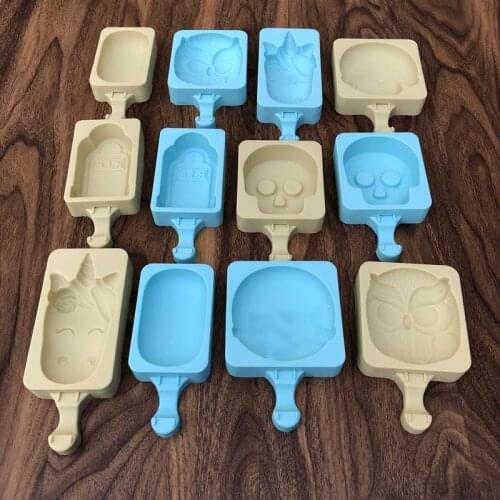 Creative Ice Cream Molds Reusable Popsicle Mould DIY Homemade Cartoon Ice Cream Tray with Sticks Party Supplies Silicone