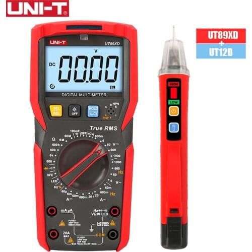 UNI-T UT89X UT89XD Digital Multimeter True RMS Tester AC DC Voltmeter Ammeter Capacitance Resistance with UT12D Voltage Meter