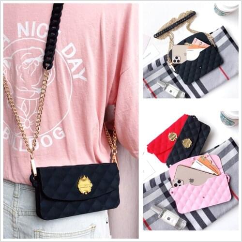 Universal Long Metal Chain Crossbody Phone Bag Soft Silicone Wallet Purse Handbag Case Cover For Samsung Iphone Huawei Xiaomi