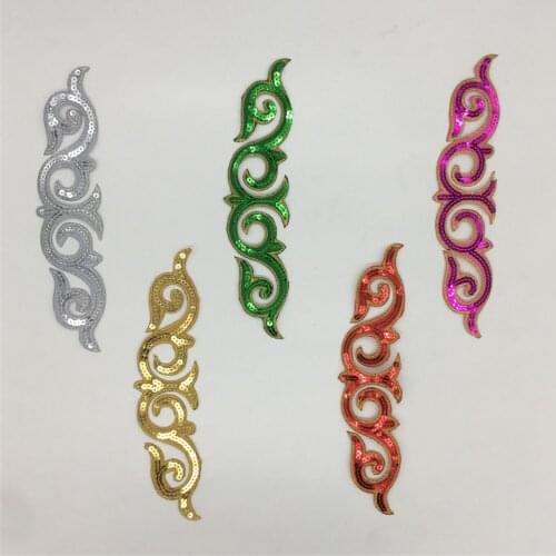 High quality Sequins Sticker for Clothes Applicationss Iron on Patches Cartoon Stripes Embroidery Patch for Backpack Badges