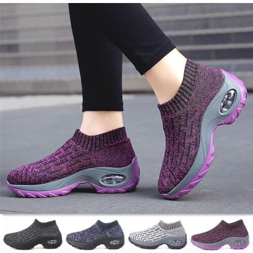 Womens Fashion Walking Shoes Slip on Socks Platform Nurse Sneaker Knitting Breathable Lightweight Shoes