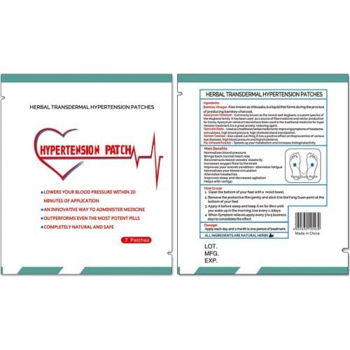10box=20bags(140pcs)Hypertension Patch Herbal Medical Plaster Reduce Control High Blood Pressure For Blood Vessel Plaster