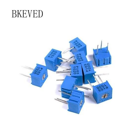 10pcs 3362P 101 201 501 102 202 502 103 203 503 104 204 504 105 Trimpo Trimmer Potentiometer 3362 500R 1K 2K 5K 10K 20K 50K 100K