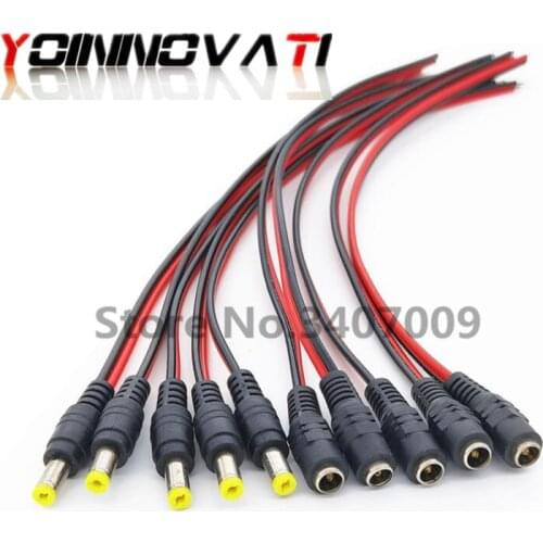 100PCS DC Power Male Female Cable 12V Plug DC Adapter Cable Plug Connector For CCTV Camera DC Plug 5.5*2.1mm 5.5x2.1