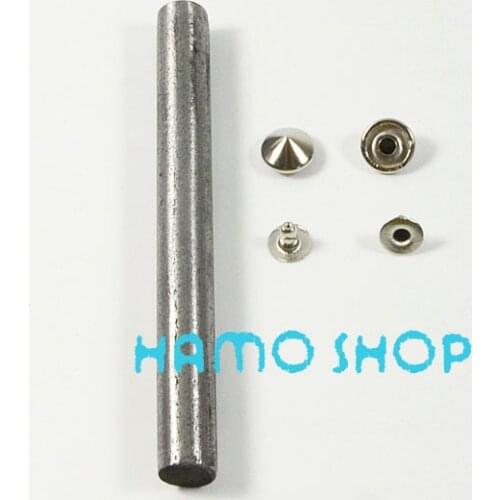 100pcs/lot 12mm Free Shipping Cone Rivet Brass Studs Leather Craft DIY Fashion Clothes Biker Rapid Punk Rock With Tool Silver