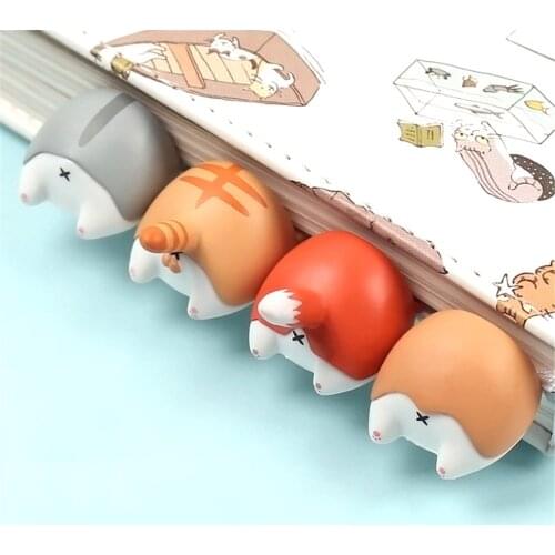 1pc Cartoon Animal Butt Bookmark Kawaii Stationery Lovely Dog Cat Hamster Fox Book Page Holder Reading Office Supplies Gifts