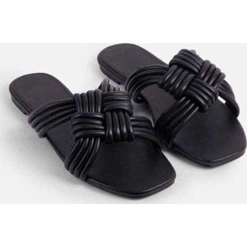 2021 Sexy womens shoes sandals new braided belt knotted flat shoes slipper fashionable womens slippers 37-41