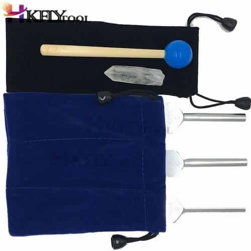 3pcs Aluminum alloy angel crystal tuning fork 4096Hz/4160Hz/4225Hz energy tuning fork Hammer Ball Diagnostic Health Care Tool