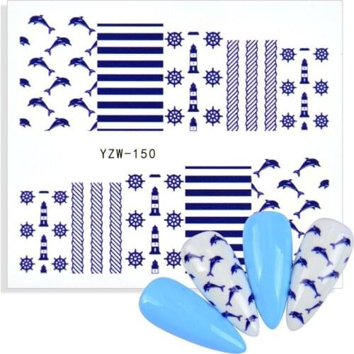 3D Ocean Nail Art Stickers Decoration Back Glue Adhesive Decal DIY Navy Style Nail Sticker Manicure Shell Fish Nails Art Design