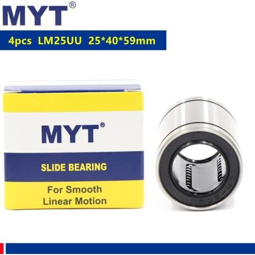 4pcs MYT high precision LM25UU 25mm CNC Linear Bearings linear bushing for Rods Linear Rail Linear Shaft parts 25*40*59mm