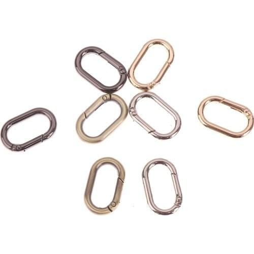 4pcs Metal Oval Ring Snap Hook Spring Gate Trigger Clasps Clips for Leather Craft Belt Strap Webbing Keychain Hooks