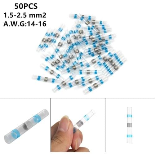 50Pcs Heat Shrink Seal Butt Connectors Solder Wire Connector Wire Cable Splice Terminal For Automotive Marine Insulated