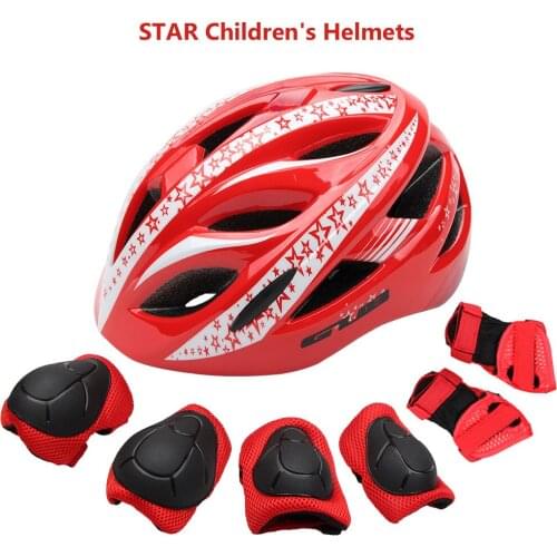 7pcs/set Cycling Helmet Kids MTB Bike Helmet With Knee Elbow Wrist Pads Safety Riding Helmet Bicycle/Scooter Cycling Equipment