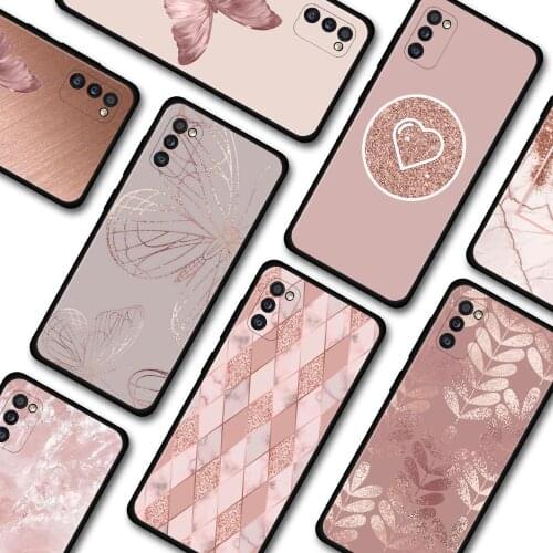 Smartphone Fundas For Samsung A70 A90 A80 Case Gold Pink Rose Glitter Hearts Silicone Caso for Galaxy A20 A60 A50 A40 A30 Shell
