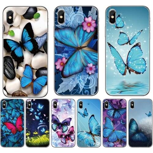 For OPPO Reno 4 5G 3 pro 4G 2 2Z 10X zoom Cover Blue Butterfly Painted Soft Silicon TPU protection Phone case Coque