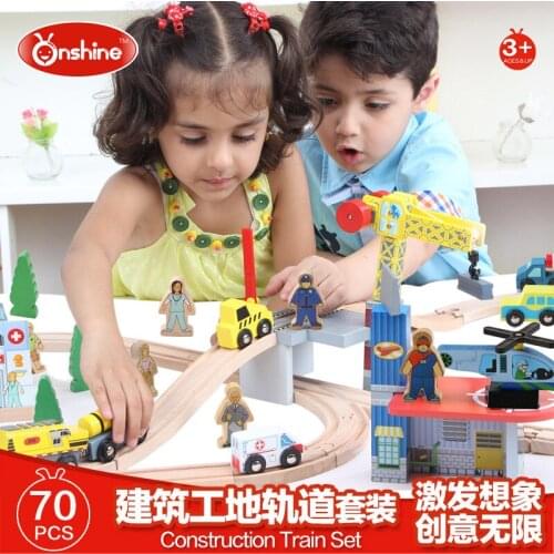 Wooden plane ping train car scene toys suit,The creative assembly toys.Childrens educational toys,Models & Building Toy-Blocks