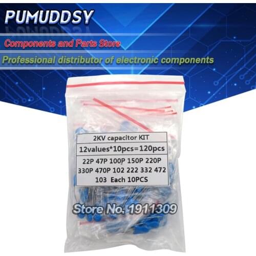 DIY KIT 120PCS=12value*10PCS 2KV Ceramic capacitor KIT 2KV 22P 47P 100P 150P 220P 330P 470P 102 222 332 472 103 EACH 10PCS