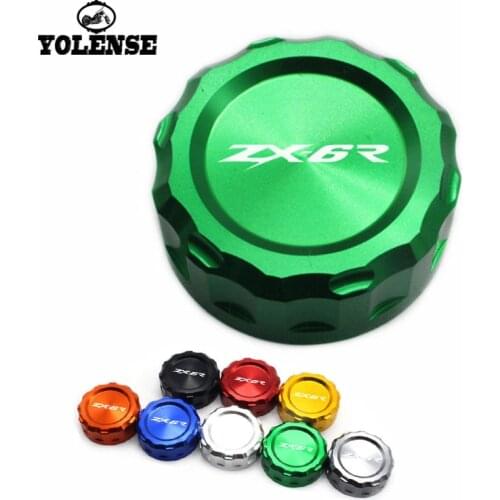 For KAWASAKI NINJA ZX-6R ZX6R ZX 6R 2007-2014 2008 2009 Motorcycle Accessories CNC Rear Brake Reservoir Cover Caps LOGO ZX-6R