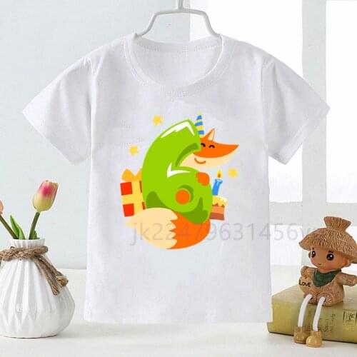Baby Kids Cartoon Animal Birthday Number 1-9 Print T Shirt Children Animal Birthday T-shirts Boy&Girl Funny Gift Tshirt Present