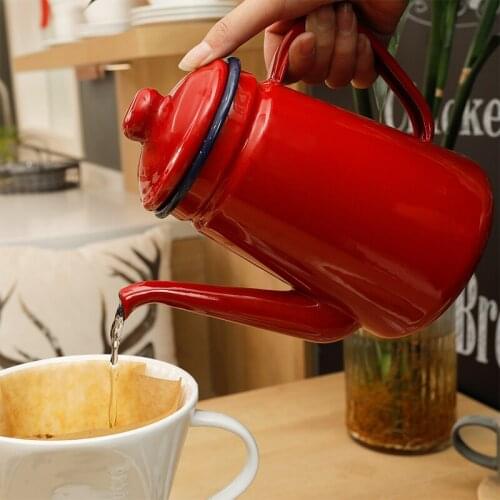 1.1 liter premium enamel coffee pot poured on the gas stove and induction hob on the milk jug pitcher teapot kettle LB61103