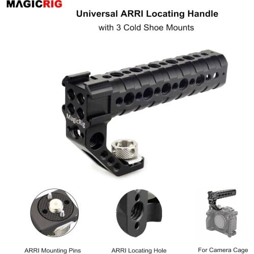 MAGICRIG Top Handle Grip Side Arri Locating Handle with 3 Cold Shoe Mounts for A7SIII A7RIII A7III A6600 A7C EOS R5 R6 GH5 Cage