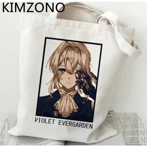 Violet Evergarden shopping bag shopping canvas reusable shopper bag ecobag sacola foldable sac cabas custom