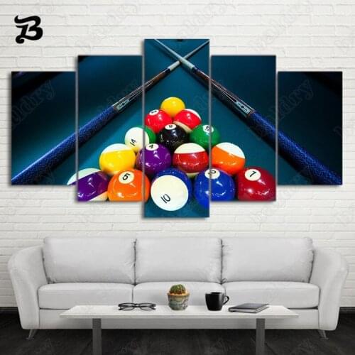 Canvas Painting 5 Pieces Billards Sports Wall Art Pictures Leisure Sport Home Decoration for Living Room Bedroom Home Wall Decor