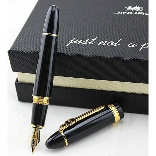 New Jinhao 159 Black And Silver M Nib Fountain Pen Thick