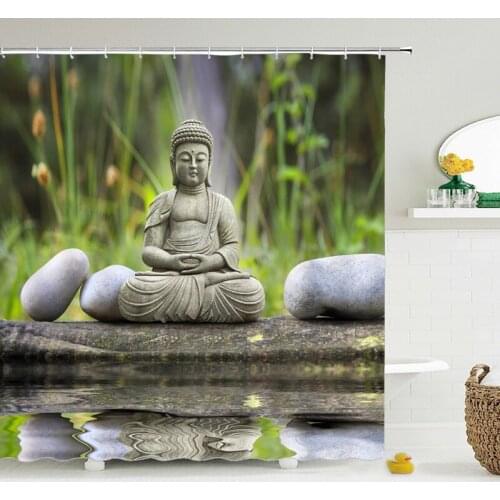 Chinese Buddha Shower Curtains Waterproof polyester Fabric Bathroom Curtain With Hooks Custom Shower Curtain For Home Decor