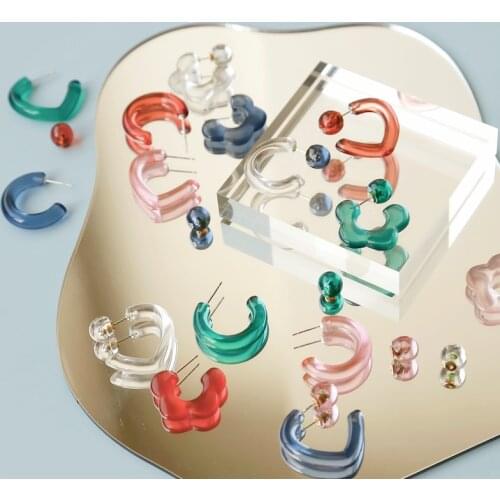 Korean ins designer wind earrings with accessories translucent ring resin earrings hand-made DIY material bag