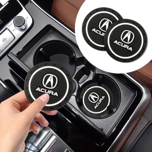 2Pcs Car Styling Cup Mat Coaster Water Slot Non-Slip Pad for Acura RDX Integra TLX CDX MDX ZDX RL TL ILX Interior Accessories