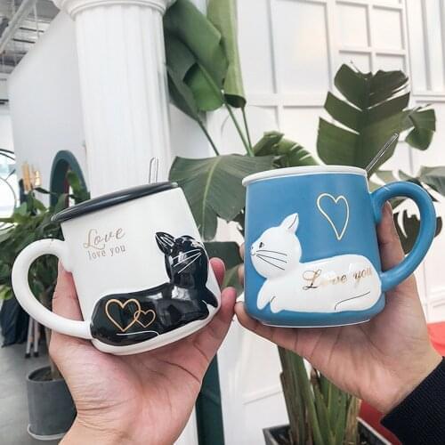 Homies Couple mug Cute Creative Cat Milk Coffee Mug Water Glass Mug Cup Tea Cup Cartoon Kitty Home Office Cup For Fruit Juice