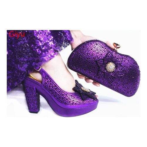 Doershow hot selling shoe and bag set for party Italian shoe with matching bag new design lady matching shoe and bag! SLP1-13