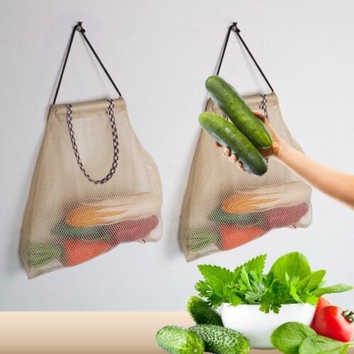 Wall Hanging Storage Bags Multifunctional Organizer Garlic Potatoes Pouch Fruit and Vegetable Storage Bag Portable Polyester