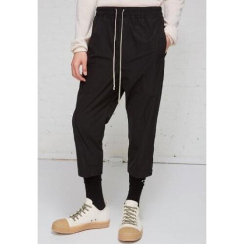 27-45 NEW mens clothing Hair stylist fashion personality Rope pulling cone-shape summer loose plus size thin casual pants