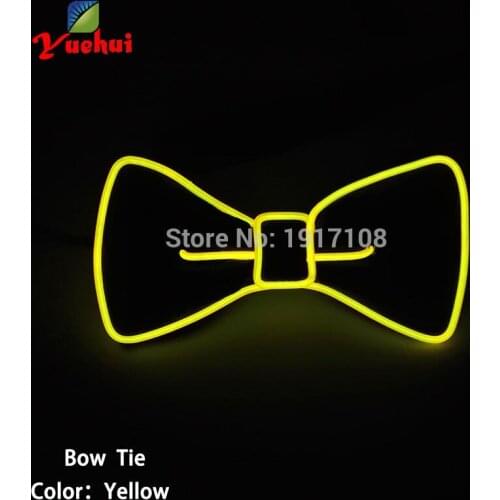 New arrive Cute 10 Style Party decorative light up Led Bow tie shiny Sound active Neon Rope tube Bow tie gift for Christmas