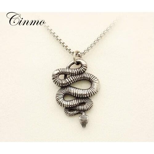Cinmo Huge Snake Cobra Pendant Necklace Hip Hop Animal Shape Stainless Steel Necklaces For Men Women Fashion Jewelry Gift