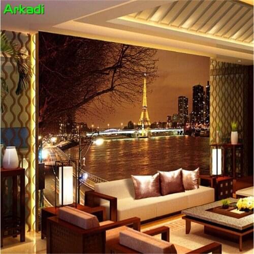 Custom 3D photo European city night world famous architectural landscape office living room decorative painting