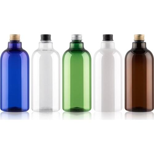 500ML Empty Plastic Container Bottle Essential Oil Packaging Shower Gel Bottles Screw Aluminum Top Cap Refillable Makeup Bottles