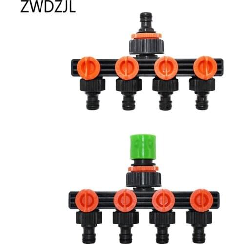 Garden hose splitter 4 Way Tap 5/8" Garden water tap Quick connector G1/2 G3/4 G1 Female thread Hoses Pipes Splitters 1pcs