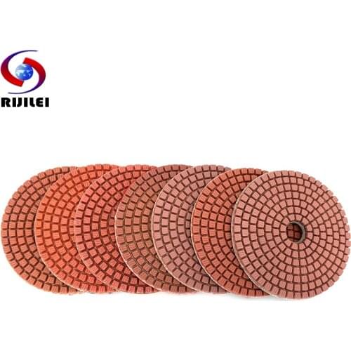 RIJILEI 7 PCS/Set 3Inch Diamond Polishing Pad 80mm Wet Polishing Pads For Stone Granite Marble Diamond Abrasive Tools HC11B