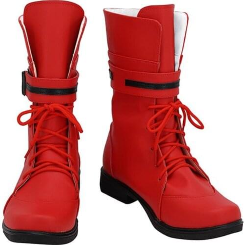 Game Final Fantasy VII Cosplay Tifa Lockhart cosplay Boots Shoes Flat Sole Red Faux Leather Halloween Adult Custom Girl