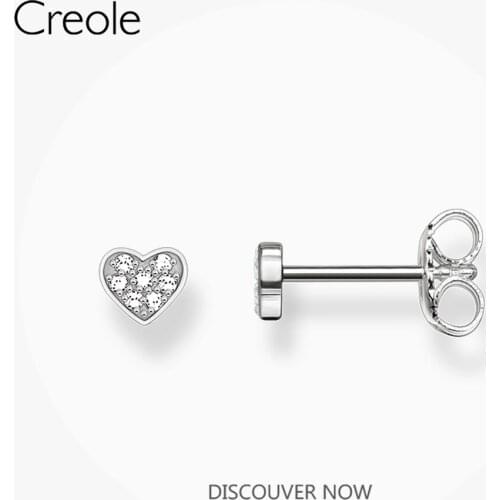 Ear Stud Earrings Heart Pave,2019 Accessories Fashion Jewelry 925 Sterling Silver Romantic Sweet Boutique Queen Gift For Women