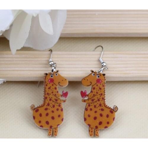 1 pair lovely cute griffi printing drop earrings acrylic new 2014 design for girls woman jewelry fashion
