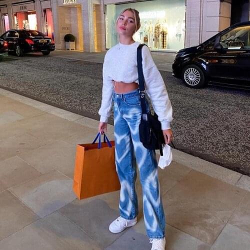 High Waist Blue Loose Washed Harajuku Straight Denim Pants Vintage Streetwear Womens Jeans Baggy Jeans For Women Mom Jeans