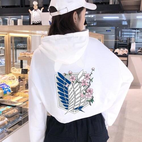 Anime Attack on Titan Hoodies Unisex Cool Woman Print Streetwear Casual Hip Hop Harajuku Student Basic Hooded Sweatshirt