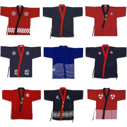 17Style Japanese Style Chef Uniforms Sushi Cuisine Restaurant Food Service Work Wear Print Chef Coat Jackets Cook Clothing