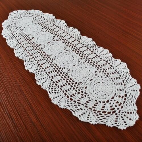 Vintage Crocheted Lace Table Runner Cotton Floral Tablecloth Decorative Tablecloth Dining Table Cover Wedding Hotel Home Decor