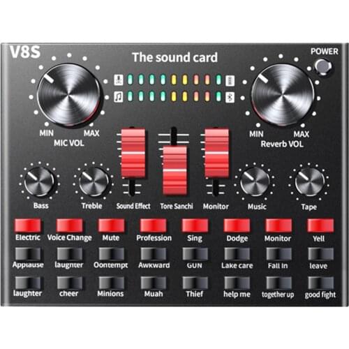 V8S Audio USB External Sound Card Headset Microphone Live Sound Card Live Broadcast for Mobile Phone Computer